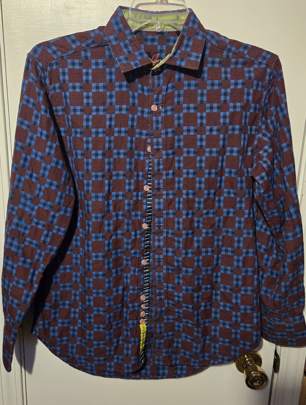 Robert Graham Mens X Collection Castello Casual Shirt Medium Geometric Plaid
